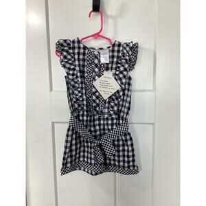 Blueberi Gingham plaid Ruffle Sleeve Romper - Toddler Size 3 -‎ NWT